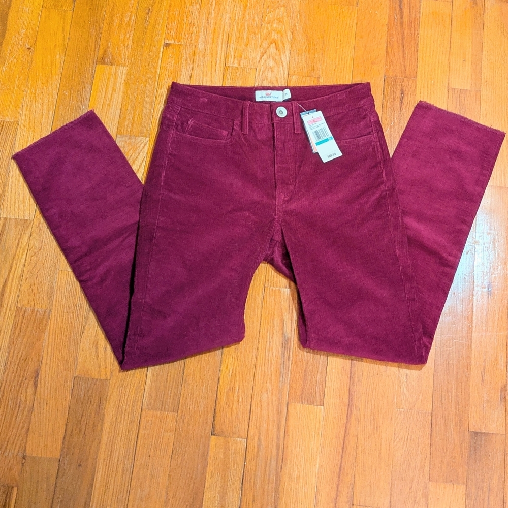 NWT Vineyard Vines Straight Crop High Rise Courduroy In Magenta Purple Size 25